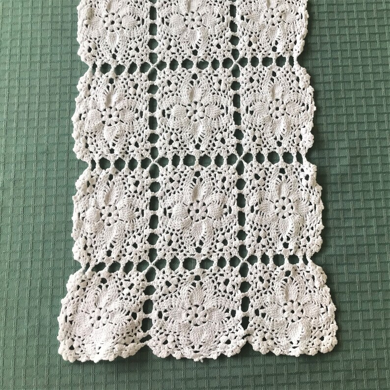 Crocheted Table Runner Vintage White Crochet Image 0