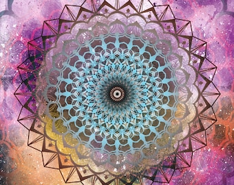 Mandala of Joy "Santosha", Sacred Geometry, Mandala Art, Yoga Art
