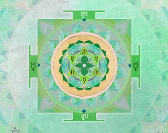 Mercury "Budha" Yantra, Planetary Yantras, Vastu, Healing Arts, Spiritual Home, Sacred Geometry, Positive energy