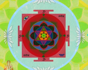 Ganesha "Remover of obstacles", Ganesha Yantgra, Vastu Yantra, Yoga Art, Spiritual Yantra, Vastu Home