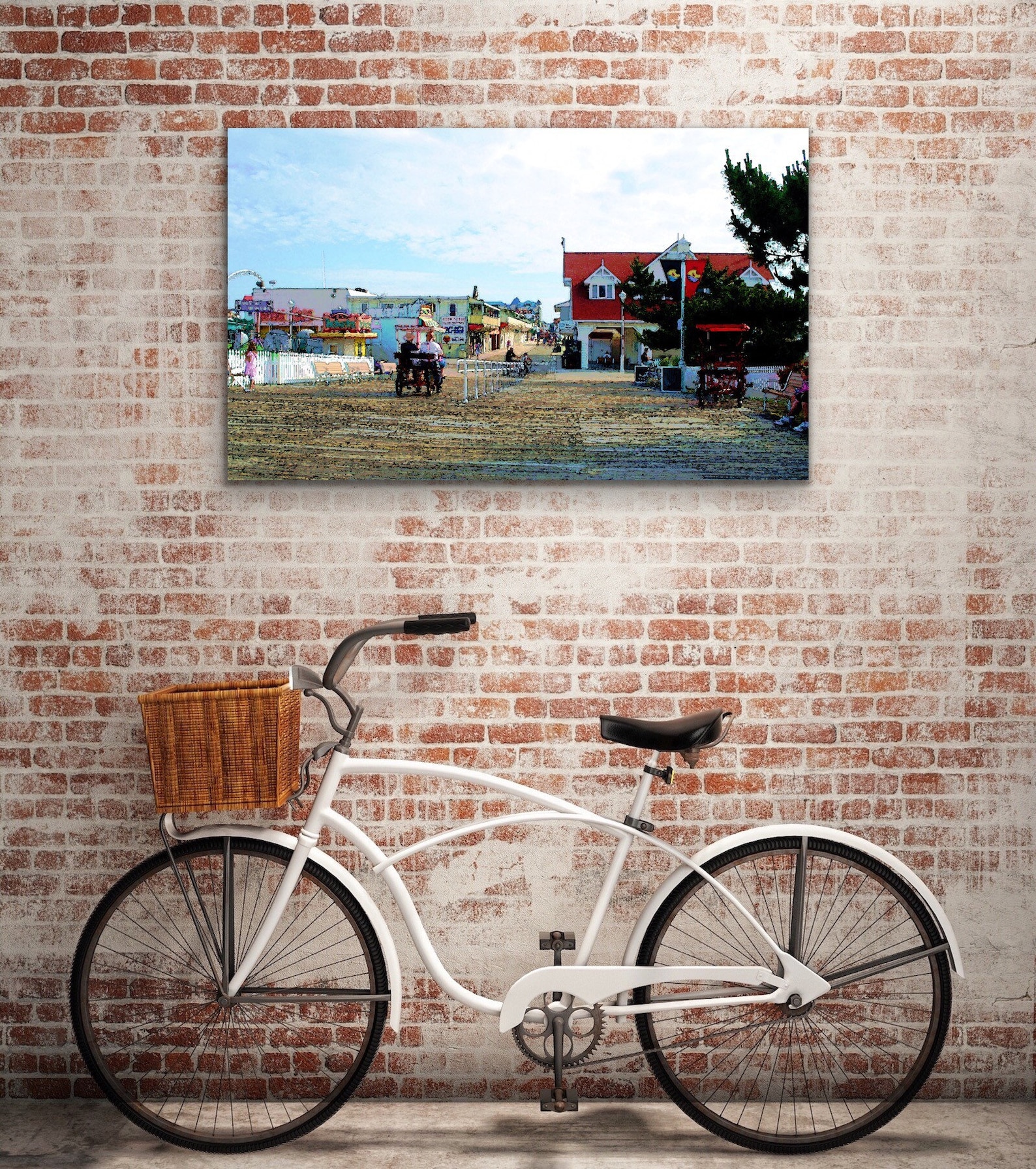 Ocean City MD Boardwalk digitally enhanced drawing. canvas Etsy