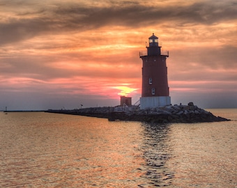 Phare de l'East End Lewes, DE.  plage, art mural, océan, phare