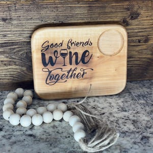 Personal Charcuterie Board Built-In Wine Glass Holder for Wine Lover charcuterie board Custom Engraved Gifts Charcuterie board for her