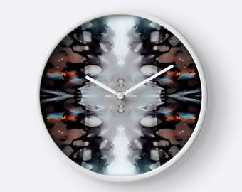 Black and white Fluid Painting Wall Clock ( Art, Unique Wall Clock, Paint, Acrylic, Abstract, Fluid Painting, Wall Art clock, Home Decor)