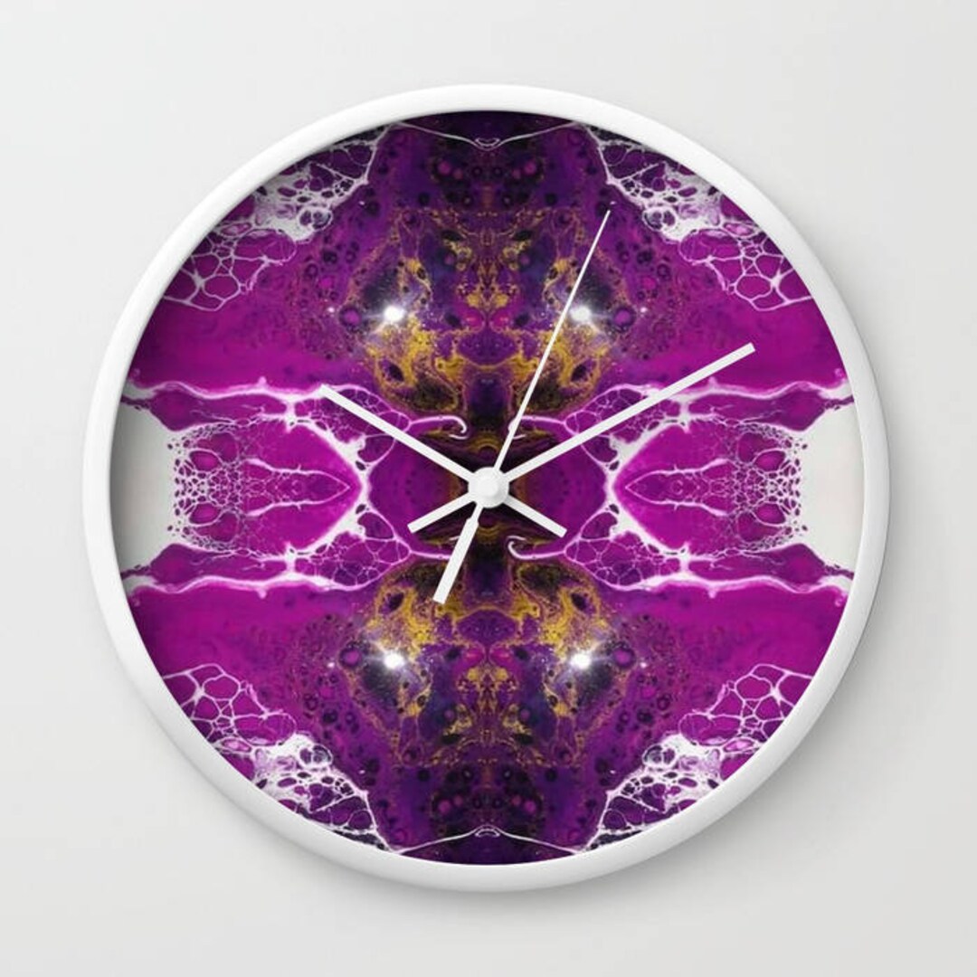 Pink Fluid Painting Clock wall Clock, Art, Unique Wall Clock, Paint