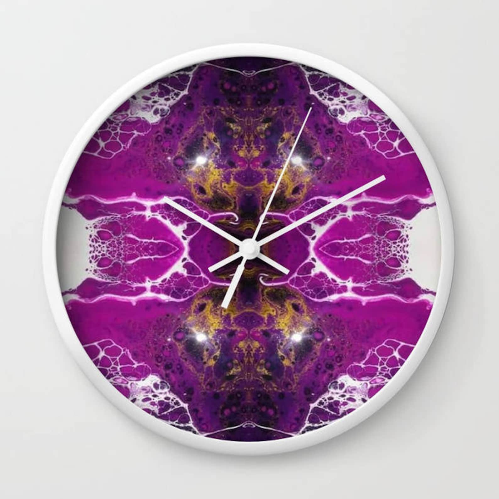 Pink Fluid Painting Clock wall Clock, Art, Unique Wall Clock, Paint