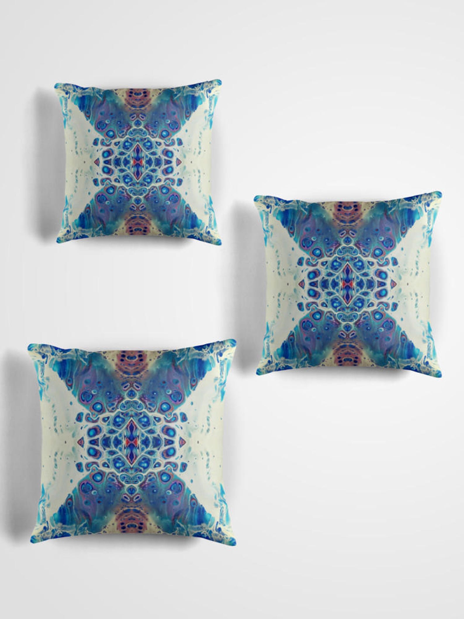 Blue & Copper Throw Pillow art, Home Decor, Abstract Art Printed Pillow, Accent Pillow, Original