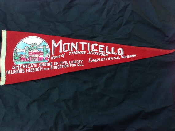 Vintage 1940s Felt Pennant Monticello Home Of Thomas Etsy