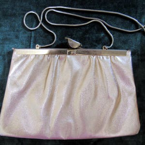 1960s Gold Lame Leather Evening Shoulder Bag/Clutch image 1