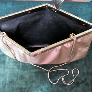 1960s Gold Lame Leather Evening Shoulder Bag/Clutch image 4