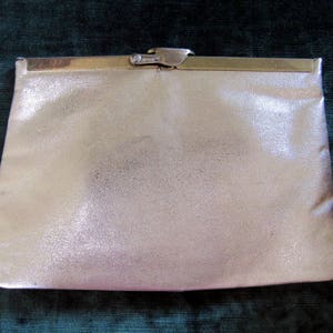 1960s Gold Lame Leather Evening Shoulder Bag/Clutch image 3