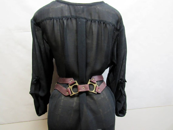 Brass and Leather Belt 1970s Belt