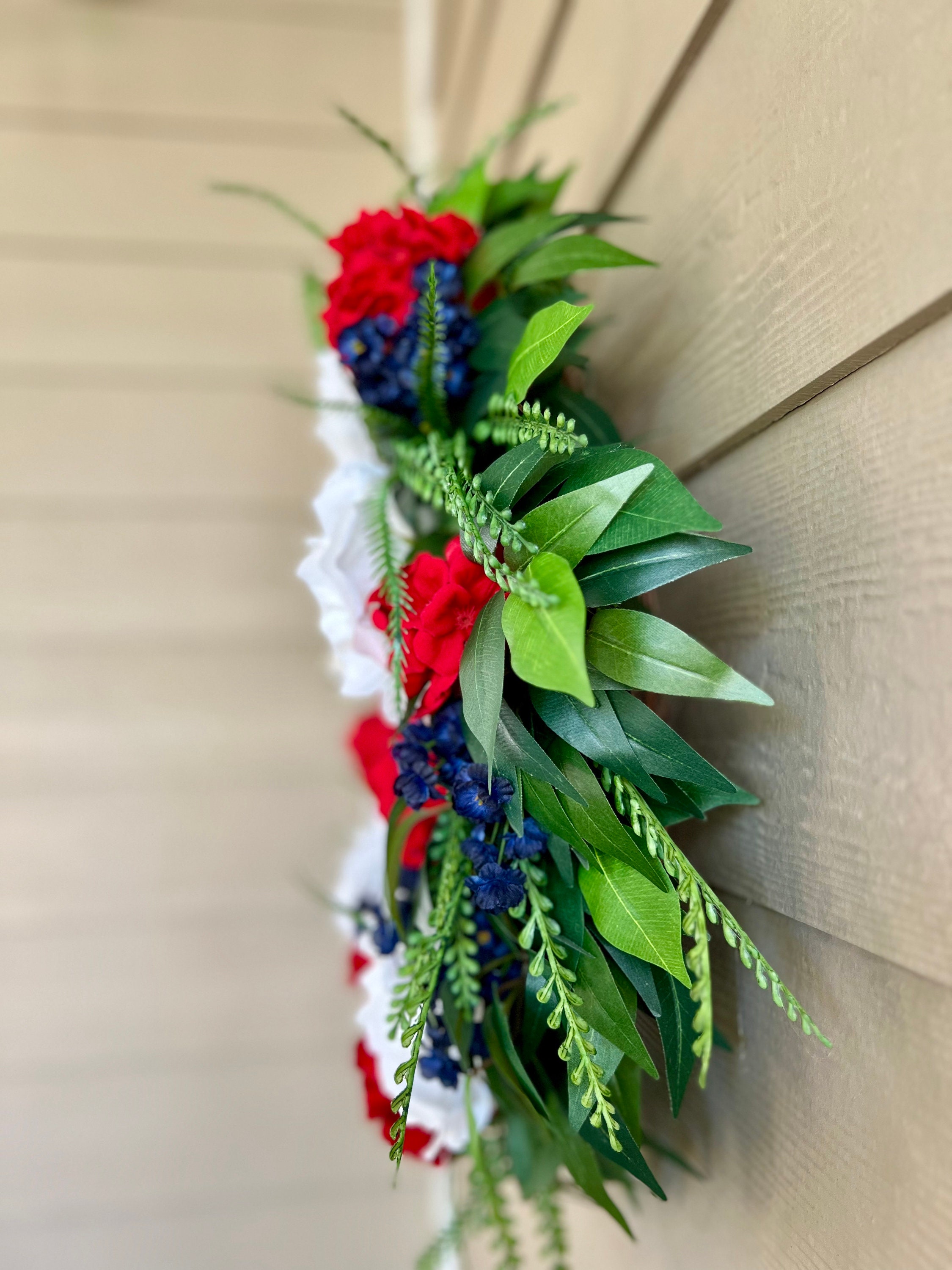 Patriotic Wreath for Front Door, Red White and Blue Wreath, 4th of July ...