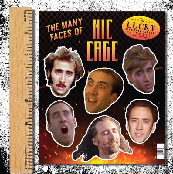 The Faces Of Nic Cage Sticker Sheet Nicolas Cage Etsy
