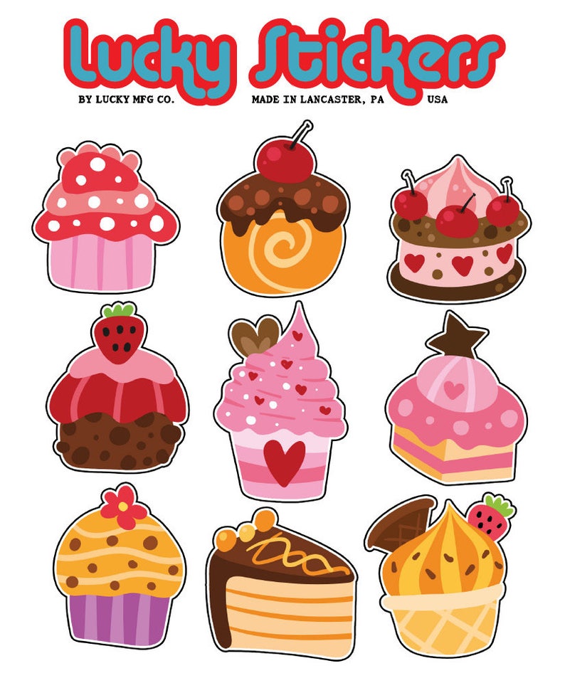 Cupcake Sticker Pack Made In USA Cupcake Sticker Pack Made In USA