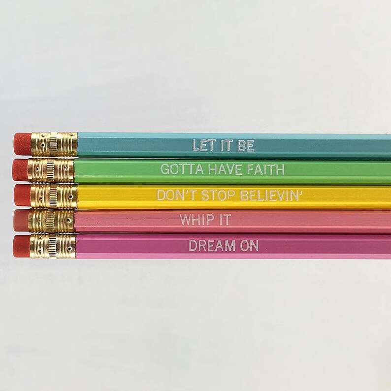 Pop Song Lyrics Pencils Set Of 5 Graphite Pencils Craft Supplies Tools Safarni Org