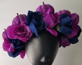 Purple Blue Rose Halloween Flower Crown
