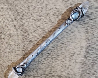 clear quartz point OOAK Crystal Forest Wand- For witches and everything in between fairies polymer clay