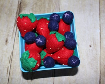 Felt strawberries and blueberries