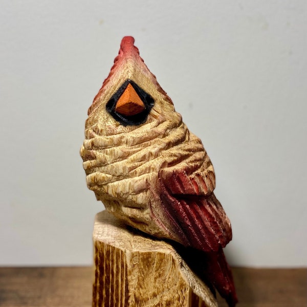 Female Cardinal Chainsaw Carving