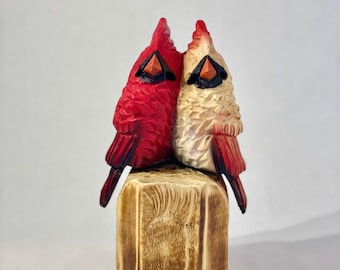 Cardinal Pair Chainsaw Carving