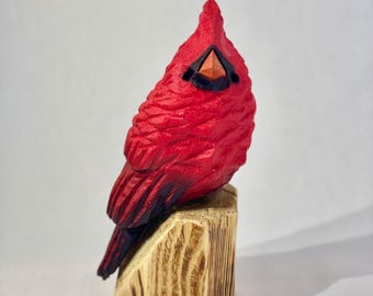 Cardinal Chainsaw Carving