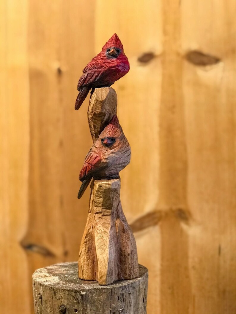 Cardinal Pair Chainsaw Carving - Etsy