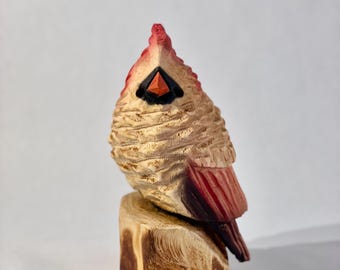 Female Cardinal Chainsaw Carving