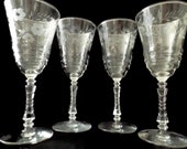 Libbey Rock Sharpe Halifax stem 3005 Set of 4 Water Goblets by Rock Sharpe