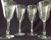 Libbey Rock Sharpe Halifax stem 3005 Set of 4 Water Goblets by Rock Sharpe