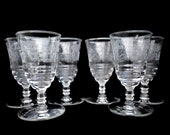 Rock Sharpe Set of 6 Juice Glasses Stem 3005 - Vintage 1930s - 1940s Stemware