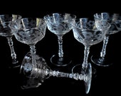 Rock Sharpe Berkley Stem 3005, Cut Floral Set of 6 Champagne Tall Sherbet