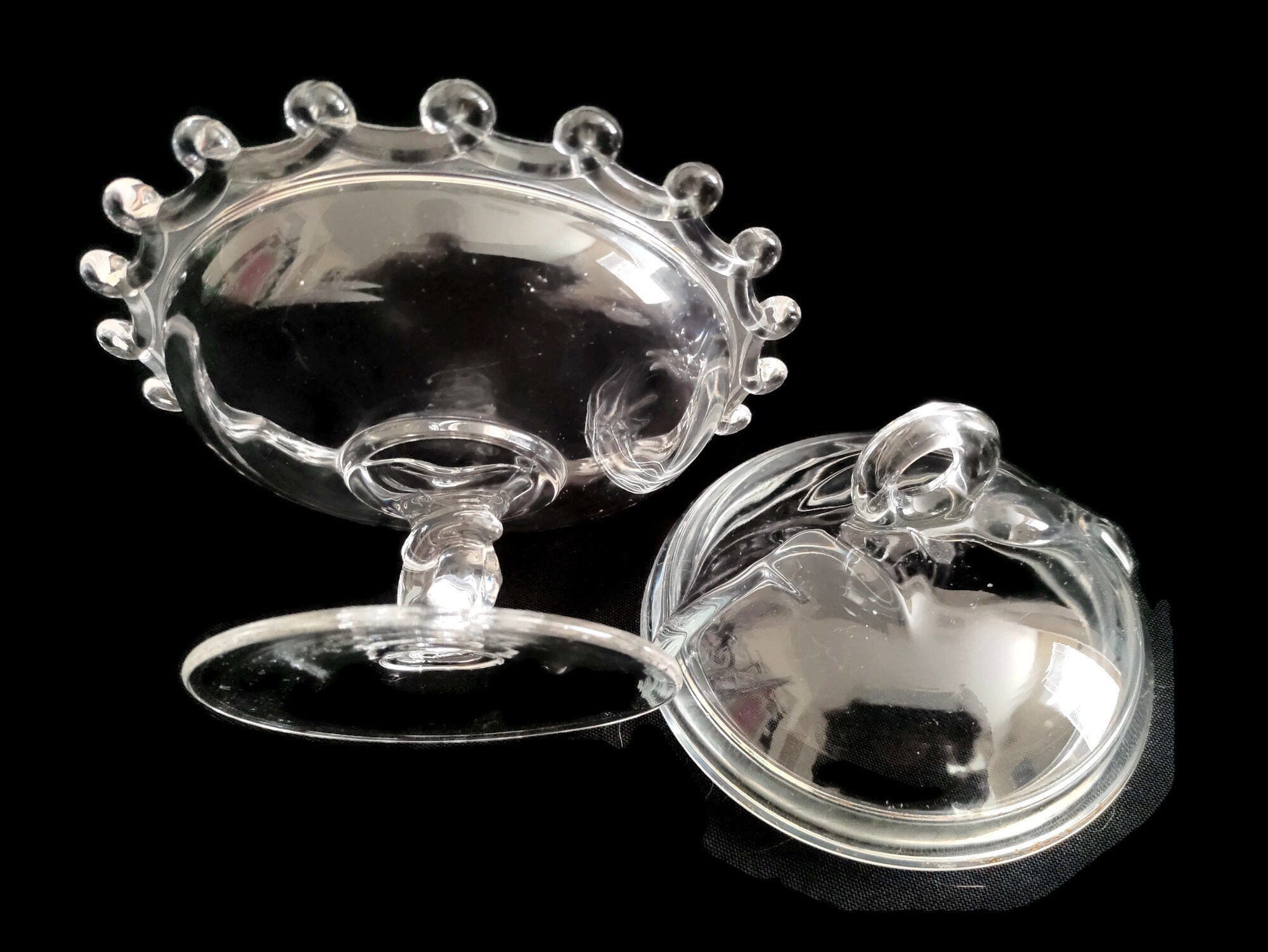 Heisey Candy Dish With Lid Lariat blown Circa1942 Etsy