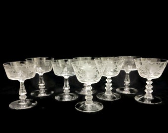 Vintage Assortment of Fine Crystal Stemware Lot of 8 Champagnes