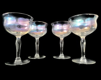 West Virginia Glass Specialty Iridescent Set of 4 Champanges Coctail Coupes STUNNING!