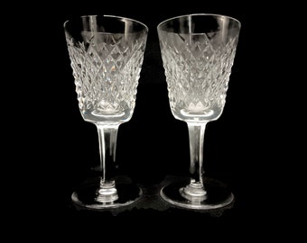 Waterford  Crystal Alana Pair of Claret Wines STUNNING! Signed