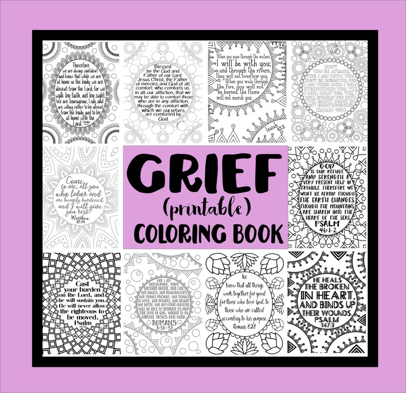 Grief Coloring Book Comforting Scriptures Grief Process Etsy