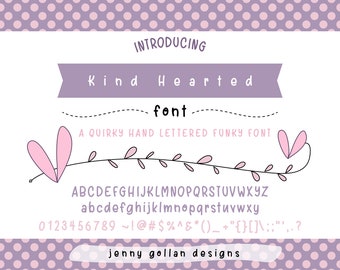 Hand Lettered Font Kind Hearted for Digital Planners iOS Android and Computers A Boho Style Font