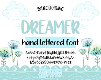 Hand Lettered Font Dreamer for Digital Planners iOS Android and Computers