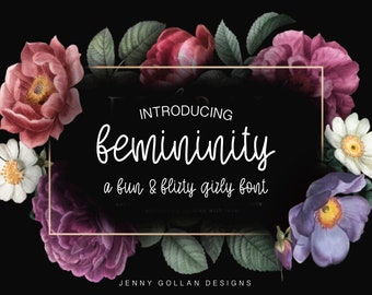 Hand Lettered Script Font Femininity with All Letters Numbers and Punctuation Modern Calligraphy Digital Planner