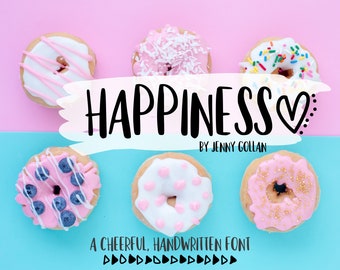 Hand Lettered Font Happiness with European Accents