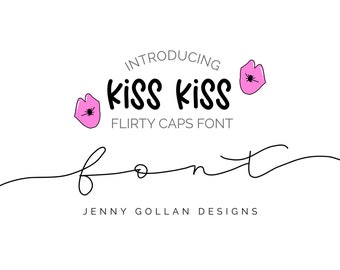 Hand Lettered Font Kiss Kiss for Digital Planners on iPad and Computer