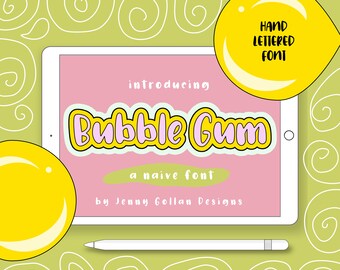 Hand Lettered Font Bubble Gum Hand Writing