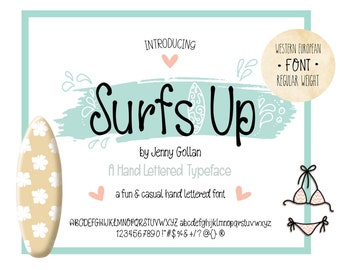 Hand Lettered Font Surfs Up for your computer and iPad