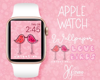 Apple Watch Wallpaper Love Birds Original Valentines Day Art Watch Face Design Hand Lettered
