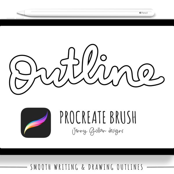 Procreate Outline Brush Lettering and Art Brushes for iPad Pro and Apple Pencil in the Procreate app