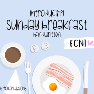 Hand Lettered Font Sunday Breakfast for Digital Planners on iPad and Computer