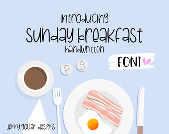Hand Lettered Font Sunday Breakfast for Digital Planners on iPad and Computer