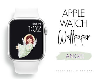 Sfondo natalizio con angelo per Apple Watch, download immediato. Illustrazione per il tuo Apple Watch.