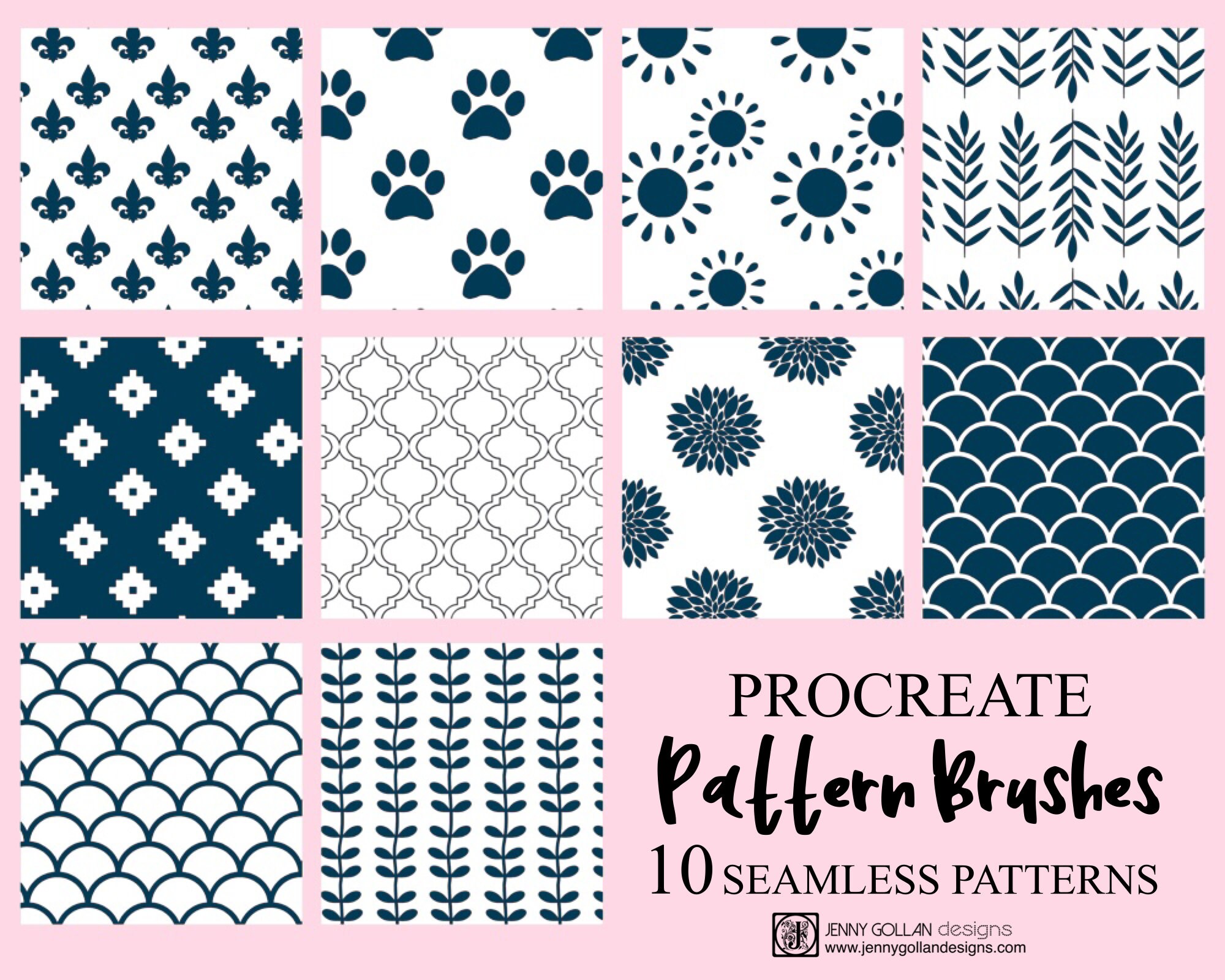 Procreate Brushes Seamless Pattern Brush Bundle Variety 2 - Etsy
